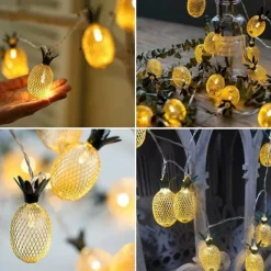 Solar Lights Outdoor LED Pineapple Shaped String Lights 7M 30LED Fairy Lights for Patio Home Wedding Party Bedroom Birthday Hawaiian Tropical Tiki Decoration (Warm White)