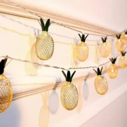 Solar Lights Outdoor LED Pineapple Shaped String Lights 7M 30LED Fairy Lights for Patio Home Wedding Party Bedroom Birthday Hawaiian Tropical Tiki Decoration (Warm White)