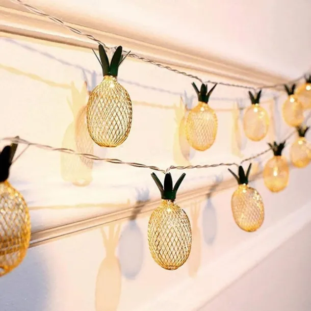 Solar Lights Outdoor LED Pineapple Shaped String Lights 7M 30LED Fairy Lights for Patio Home Wedding Party Bedroom Birthday Hawaiian Tropical Tiki Decoration (Warm White)