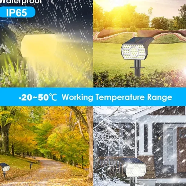 Solar Lights Outdoor Waterproof IP68 56LED Solar Landscape Lawn Spotlights for Garden Patio Yard Pathway Lighting, Two Methods of Ground Insertion and Wall Hanging 1PC
