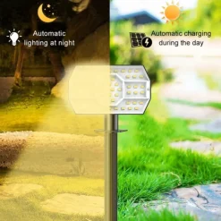 Solar Lights Outdoor Waterproof IP68 56LED Solar Landscape Lawn Spotlights for Garden Patio Yard Pathway Lighting, Two Methods of Ground Insertion and Wall Hanging 1PC