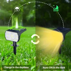 Solar Lights Outdoor Waterproof IP68 56LED Solar Landscape Lawn Spotlights for Garden Patio Yard Pathway Lighting, Two Methods of Ground Insertion and Wall Hanging 1PC
