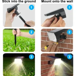 Solar Lights Outdoor Waterproof IP68 56LED Solar Landscape Lawn Spotlights for Garden Patio Yard Pathway Lighting, Two Methods of Ground Insertion and Wall Hanging 1PC