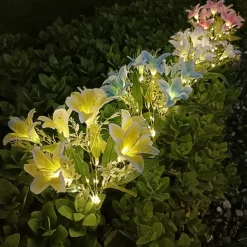 Solar Lily Outdoor Simulation Flower Lamp LED Artificial Flower Floor Insertion Lamp Garden and Courtyard Decorative Lights Holiday Party Decorative Lights