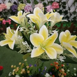 Solar Lily Outdoor Simulation Flower Lamp LED Artificial Flower Floor Insertion Lamp Garden and Courtyard Decorative Lights Holiday Party Decorative Lights