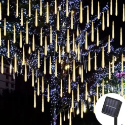 Solar Meteor Rain Light 30cm x 10 Tubes Outdoor Waterproof Starry Lights Festival Street String Lights Garden Hanging Tree Light Christmas Decoration