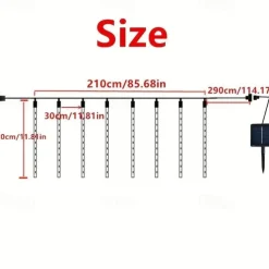 Solar Meteor Rain Light 30cm x 10 Tubes Outdoor Waterproof Starry Lights Festival Street String Lights Garden Hanging Tree Light Christmas Decoration