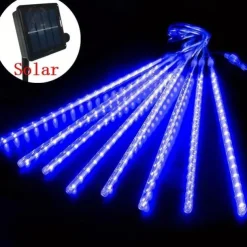 Solar Meteor Rain Light 30cm x 10 Tubes Outdoor Waterproof Starry Lights Festival Street String Lights Garden Hanging Tree Light Christmas Decoration