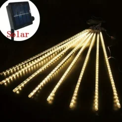Solar Meteor Rain Light 30cm x 10 Tubes Outdoor Waterproof Starry Lights Festival Street String Lights Garden Hanging Tree Light Christmas Decoration
