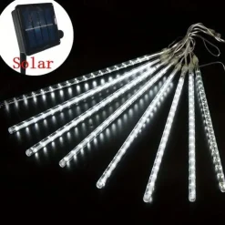 Solar Meteor Rain Light 30cm x 10 Tubes Outdoor Waterproof Starry Lights Festival Street String Lights Garden Hanging Tree Light Christmas Decoration