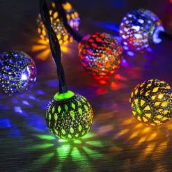 Solar Moroccan String Lights Christmas Ball Fairy String Lights 12m 7m 6.5m Outdoor Garden Lights IP65 Waterproof New Year Wedding Party Patio Tree Hanging Lights Xmas Decor Landscape Lamp