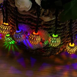 Solar Moroccan String Lights Christmas Ball Fairy String Lights 12m 7m 6.5m Outdoor Garden Lights IP65 Waterproof New Year Wedding Party Patio Tree Hanging Lights Xmas Decor Landscape Lamp