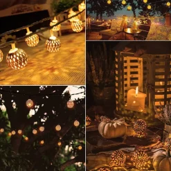 Solar Moroccan String Lights Christmas Ball Fairy String Lights 12m 7m 6.5m Outdoor Garden Lights IP65 Waterproof New Year Wedding Party Patio Tree Hanging Lights Xmas Decor Landscape Lamp