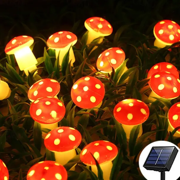 Solar Mushroom Lights Holiday Garland String Lights 7M-50LEDs 6.5M-30LEDs Outdoor Waterproof Mushroom Fairy lights Christmas Party Wedding Garden Lawn Decoration