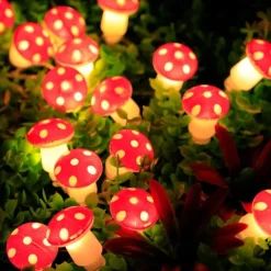 Solar Mushroom Lights Holiday Garland String Lights 7M-50LEDs 6.5M-30LEDs Outdoor Waterproof Mushroom Fairy lights Christmas Party Wedding Garden Lawn Decoration