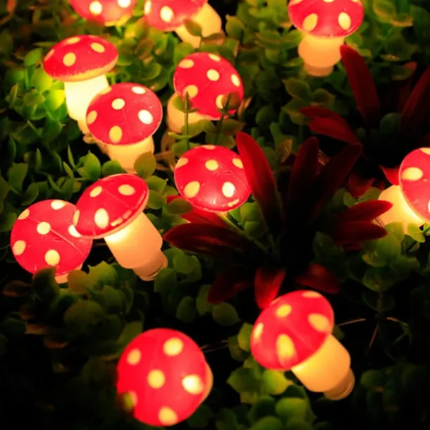 Solar Mushroom Lights Holiday Garland String Lights 7M-50LEDs 6.5M-30LEDs Outdoor Waterproof Mushroom Fairy lights Christmas Party Wedding Garden Lawn Decoration