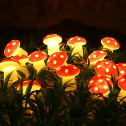 Solar Mushroom Lights Holiday Garland String Lights 7M-50LEDs 6.5M-30LEDs Outdoor Waterproof Mushroom Fairy lights Christmas Party Wedding Garden Lawn Decoration