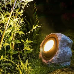 Solar Outdoor Simulation Rock Lights - Waterproof LED Pathway & Garden Spotlight, Solar Path Light for Lawn & Landscape Decor