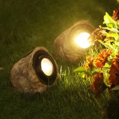 Solar Outdoor Simulation Rock Lights - Waterproof LED Pathway & Garden Spotlight, Solar Path Light for Lawn & Landscape Decor