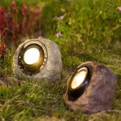 Solar Outdoor Simulation Rock Lights - Waterproof LED Pathway & Garden Spotlight, Solar Path Light for Lawn & Landscape Decor
