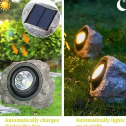 Solar Outdoor Simulation Rock Lights - Waterproof LED Pathway & Garden Spotlight, Solar Path Light for Lawn & Landscape Decor