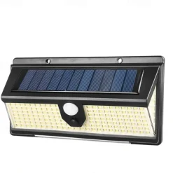 Solar Outdoor Wall Lights 190 LEDs Motion Sensor Light Waterproof 4 Modes for Garden Stair Fence Door Deck Courtyard Driveway 3-in-1 Red Blue White LEDs