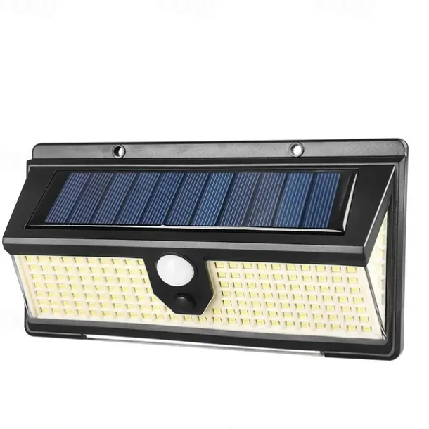 Solar Outdoor Wall Lights 190 LEDs Motion Sensor Light Waterproof 4 Modes for Garden Stair Fence Door Deck Courtyard Driveway 3-in-1 Red Blue White LEDs