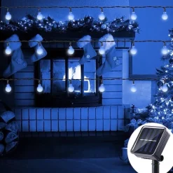 Solar Outdoor Waterproof LED Spherical Exterior Light 6m/7.5m/12m for Garden Christmas Holiday Camping Party Outdoor Decoration 8 Lighting Modes 30/50/100LEDs