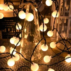 Solar Outdoor Waterproof LED Spherical Exterior Light 6m/7.5m/12m for Garden Christmas Holiday Camping Party Outdoor Decoration 8 Lighting Modes 30/50/100LEDs