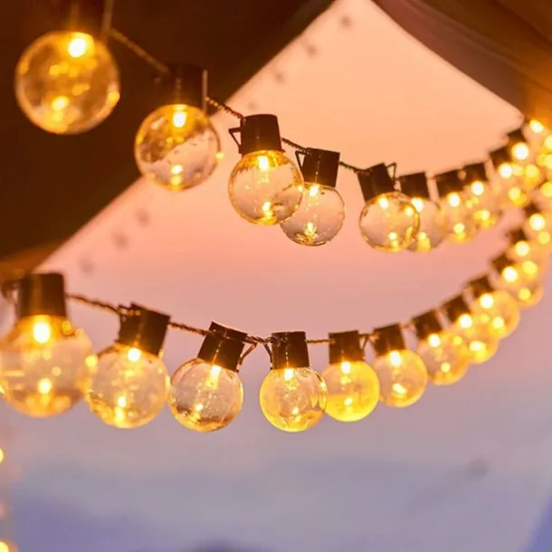 Solar Outdoor Waterproof G50 Bulb String Lights 5m 7m Perfect for Christmas, Backyard Outdoor Patio Camping Atmosphere Decoration