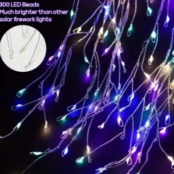 Solar Pathway Lawn Light Outdoor Waterproof IP65 - 3 Copper Wire String Lights, 300 LED, 3 Lighting Modes for Garden, Courtyard, Path, Terrace