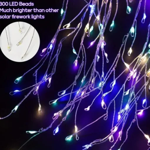 Solar Pathway Lawn Light Outdoor Waterproof IP65 - 3 Copper Wire String Lights, 300 LED, 3 Lighting Modes for Garden, Courtyard, Path, Terrace