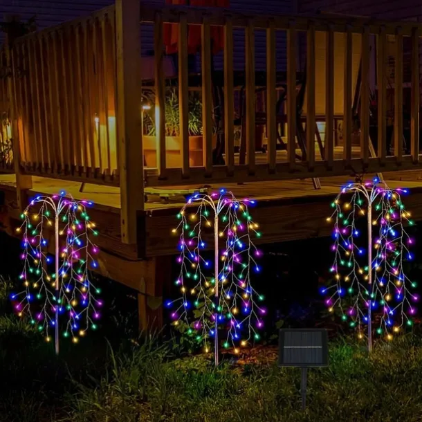 Solar Pathway Lawn Light Outdoor Waterproof IP65 - 3 Copper Wire String Lights, 300 LED, 3 Lighting Modes for Garden, Courtyard, Path, Terrace