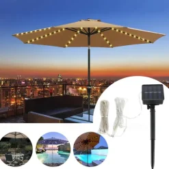 Solar Patio Umbrella Light Outdoor 104LEDs Fairy String Light Waterproof for Yard Garden Camping Decoration Colorful Xmas Lighting