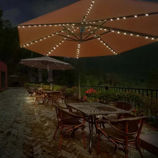 Solar Patio Umbrella Light Outdoor 104LEDs Fairy String Light Waterproof for Yard Garden Camping Decoration Colorful Xmas Lighting