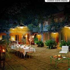 Solar Pendant Light Outdoor IP65 Waterproof 2 Head Indoor Solar Lamp with Cable Remote Controller for Courtyard Garden Indoor Lawn Landscape