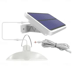 Solar Pendant Light Outdoor IP65 Waterproof 2 Head Indoor Solar Lamp with Cable Remote Controller for Courtyard Garden Indoor Lawn Landscape