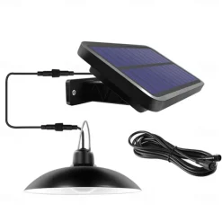 Solar Pendant Light Outdoor IP65 Waterproof 2 Head Indoor Solar Lamp with Cable Remote Controller for Courtyard Garden Indoor Lawn Landscape