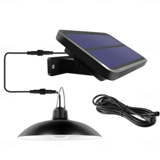 Solar Pendant Light Outdoor IP65 Waterproof 2 Head Indoor Solar Lamp with Cable Remote Controller for Courtyard Garden Indoor Lawn Landscape