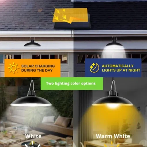 Solar Pendant Light Outdoor IP65 Waterproof 2 Head Indoor Solar Lamp with Cable Remote Controller for Courtyard Garden Indoor Lawn Landscape