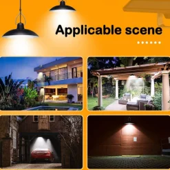 Solar Pendant Light Outdoor IP65 Waterproof 2 Head Indoor Solar Lamp with Cable Remote Controller for Courtyard Garden Indoor Lawn Landscape