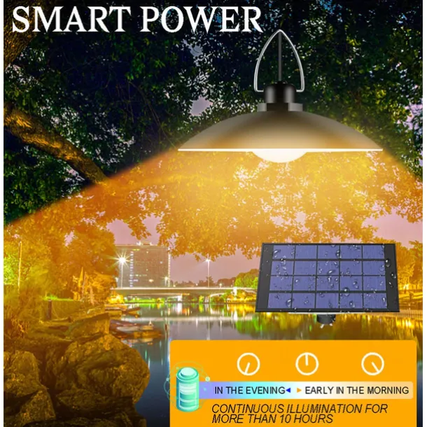 Solar Pendant Light Outdoor Waterproof LED Lamp Chandelier Decorations with for Indoor Shed Barn Room