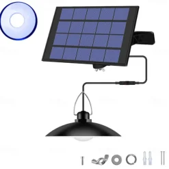 Solar Pendant Light Outdoor Waterproof LED Lamp Chandelier Decorations with for Indoor Shed Barn Room