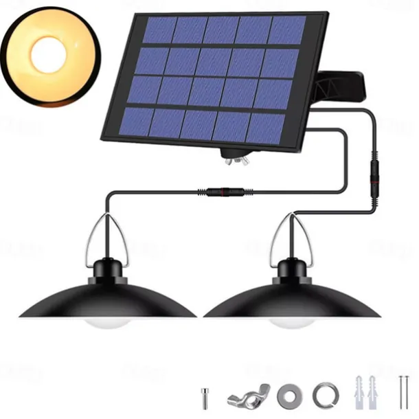 Solar Pendant Light Outdoor Waterproof LED Lamp Chandelier Decorations with for Indoor Shed Barn Room