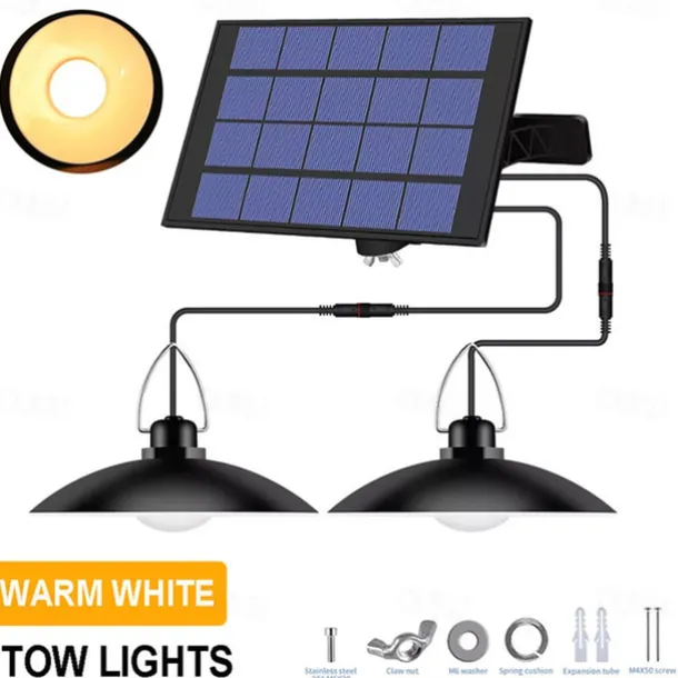 Solar Pendant Light Outdoor Waterproof LED Lamp Chandelier Decorations with for Indoor Shed Barn Room