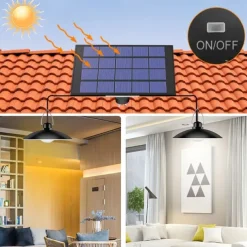 Solar Pendant Light Outdoor Waterproof LED Lamp Chandelier Decorations with for Indoor Shed Barn Room