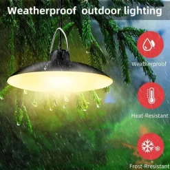 Solar Pendant Light Outdoor Waterproof LED Lamp Chandelier Decorations with for Indoor Shed Barn Room