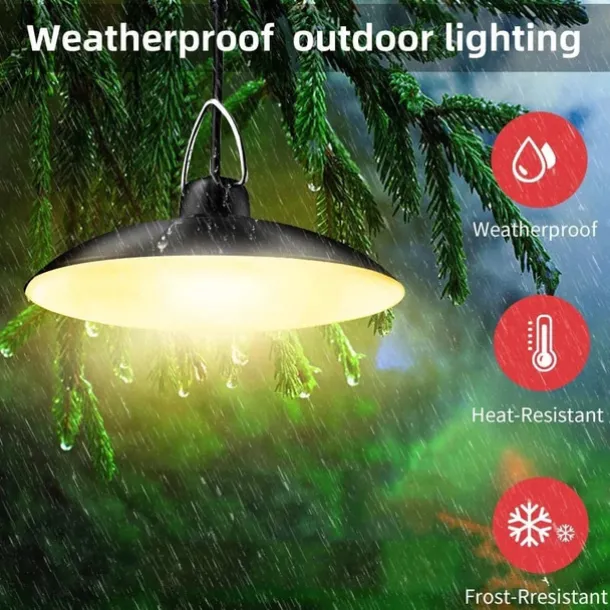 Solar Pendant Light Outdoor Waterproof LED Lamp Chandelier Decorations with for Indoor Shed Barn Room
