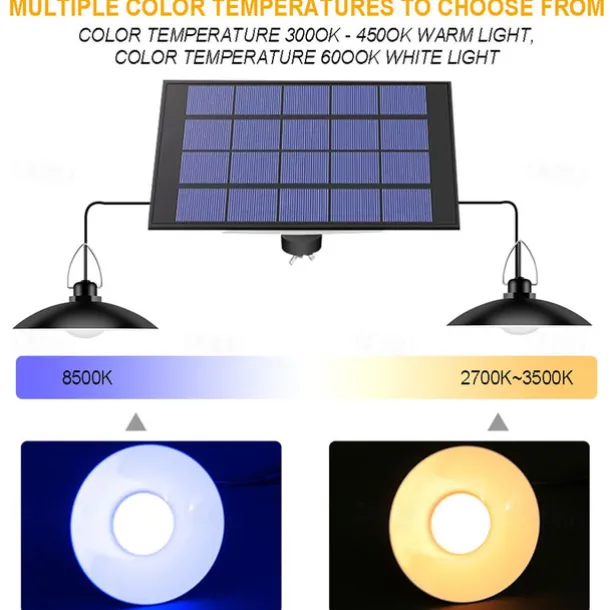 Solar Pendant Light Outdoor Waterproof LED Lamp Chandelier Decorations with for Indoor Shed Barn Room