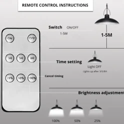 Solar Pendant Lights Outdoor Indoor String Lights Dimmable IP65 Waterproof Dual Head Solar Shed Light with 3M Cord and Remote Controller